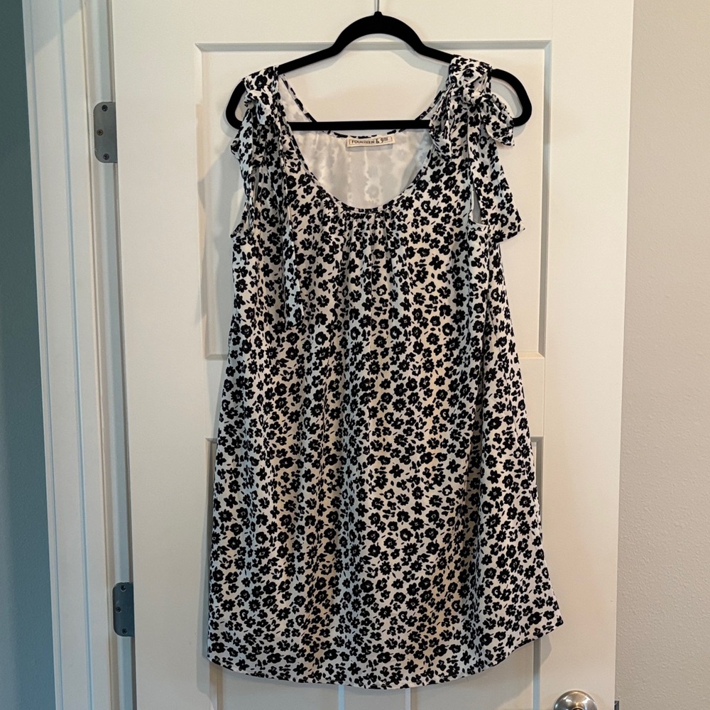 Black & White Floral Tie-Shoulder Sundress